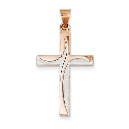 14K Gold Two-tone Cross Pendant