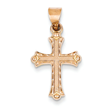 14K Gold Two-tone Heart Hollow Cross Pendant