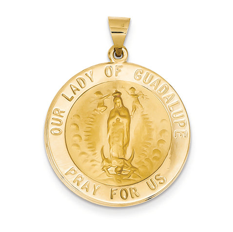 14K Gold Polished and Satin Our Lady of Guadalupe Medal Pendant