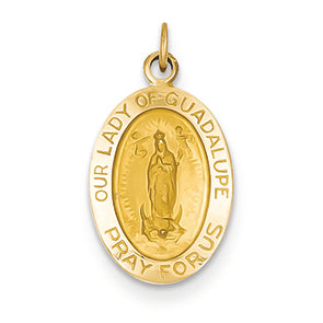 14K Gold Polished and Satin Our Lady of Guadalupe Medal Pendant