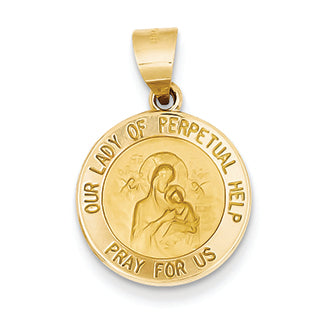 14K Gold Polished and Satin Our Lady of Perpetual Help Medal Pendant