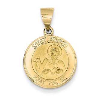14K Gold Polished and Satin St. Andrew Medal Pendant