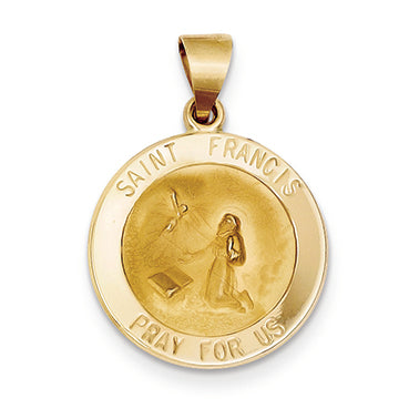 14K Gold Polished and Satin St. Francis Medal Pendant – PriceRock