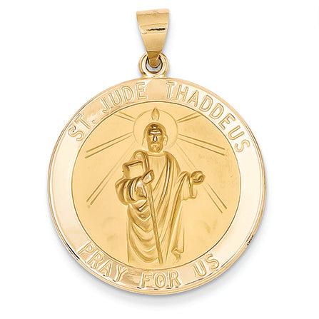 14K Gold Polished and Satin St. Jude Thaddeus Medal Pendant