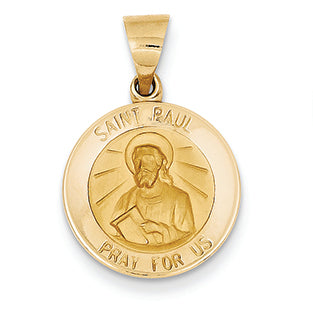 14K Gold Polished and Satin St. Paul Medal Pendant