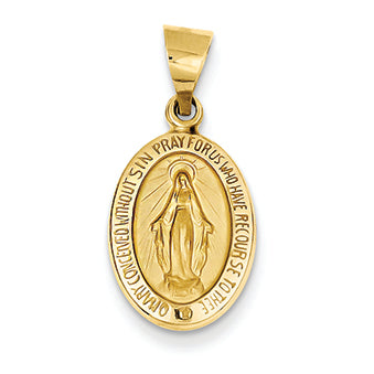 14K Gold Polished and Satin Miraculous Medal Pendant