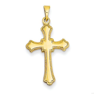 14K Gold Budded Cross Pendant