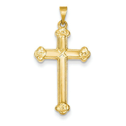 14K Gold Budded Cross Pendant