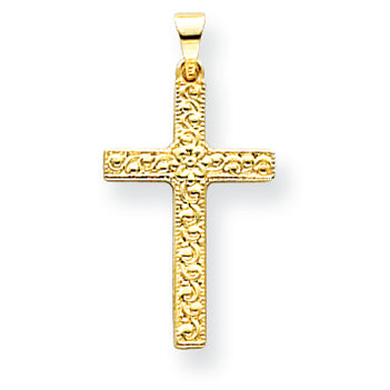 14K Gold Floral Cross Pendant