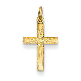 14K Gold Floral Cross Charm