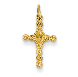 14K Gold Small Polished Cross Charm