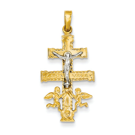 14K Gold Two-tone Cara Vaca Crucifix Pendant