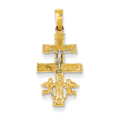 14K Gold Two-tone Cara Vaca Crucifix Pendant