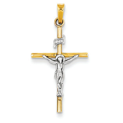14K Gold Two-tone INRI Crucifix Pendant