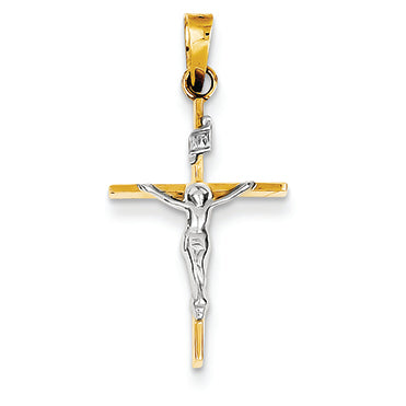 14K Gold Two-tone INRI Crucifix Pendant