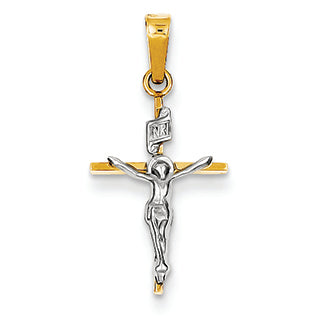 14K Gold Two-tone INRI Crucifix Pendant