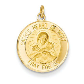 14K Gold Sacred Heart of Mary Medal Charm