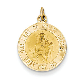 14K Gold Our Lady of Mount Carmel Medal Charm