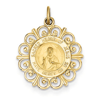 14K Gold Sacred Heart of Jesus Medal Charm