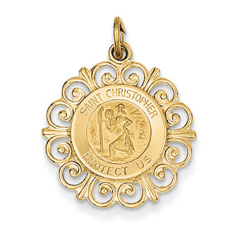 14K Gold Saint Christopher Medal Charm