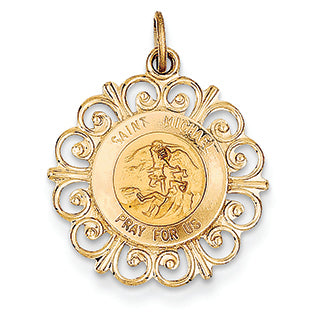 14K Gold Saint Michael Medal Charm