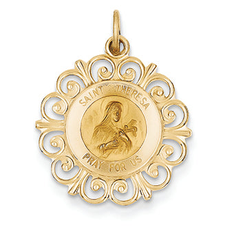 14K Gold Saint Theresa Medal Charm