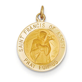 14K Gold Saint Francis of Assisi Medal Charm
