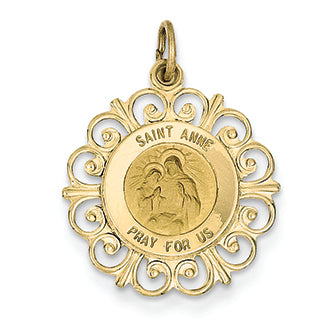 14K Gold Saint Anne Medal Charm