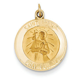 14K Gold Saint Roch Medal Charm