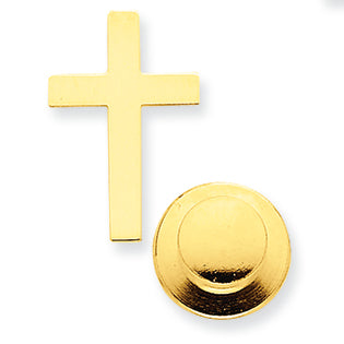 14K Gold Polished Cross Tie Tac