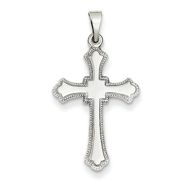 14K White Gold Budded Cross Charm