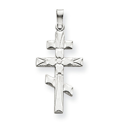 14K White Gold Eastern Orthodox Cross Pendant