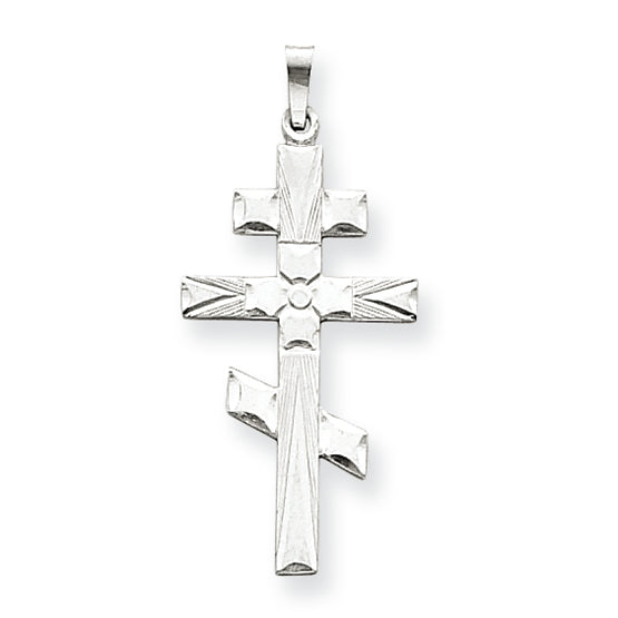14K White Gold Eastern Orthodox Cross Pendant