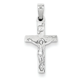 14K White Gold INRI Crucifix Charm