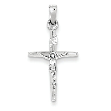 14K White Gold INRI Crucifix Charm