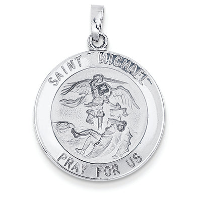 14K White Gold Saint Michael Medal Pendant