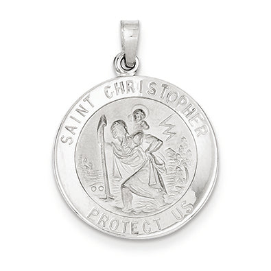 14K White Gold Saint Christopher Medal Pendant