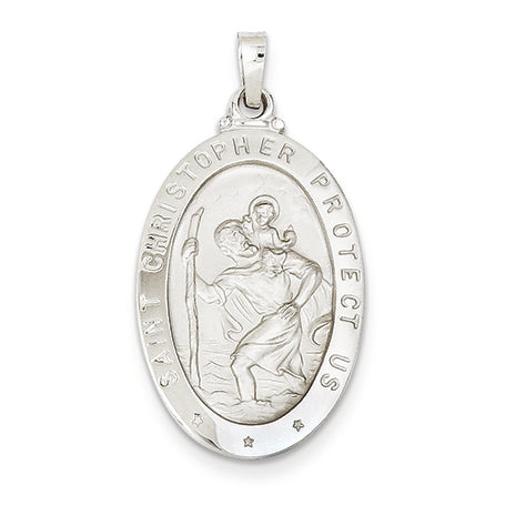 14K White Gold Saint Christopher Medal Pendant