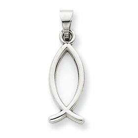 14K White Gold Ichthus Fish Charm