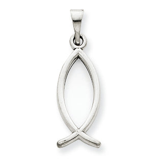 14K White Gold Ichthus Fish Pendant