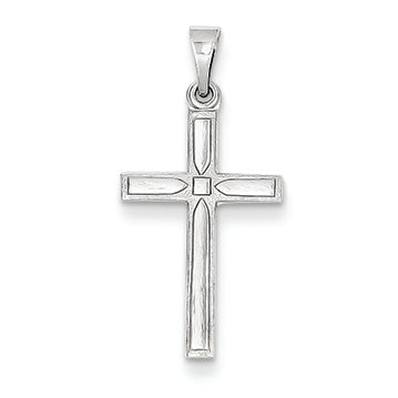 14K White Gold Hollow Cross Pendant