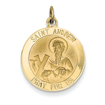 14K Gold Saint Andrew Medal Pendant