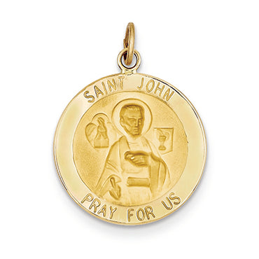 14K Gold Saint John Medal Pendant