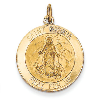 14K Gold Saint Martha Medal Pendant