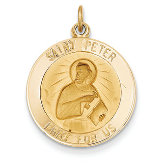 14K Gold Saint Peter Medal Pendant