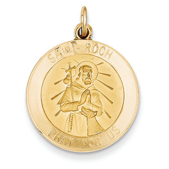 14K Gold Saint Roch Medal Pendant