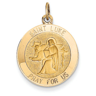 14K Gold Saint Luke Medal Pendant
