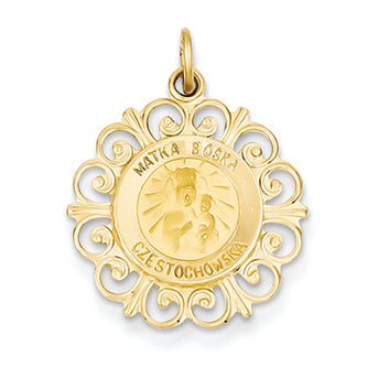 14K Gold Matka Boska Medal Charm