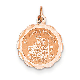 14K Gold Rose Gold Saint Christopher Medal Charm