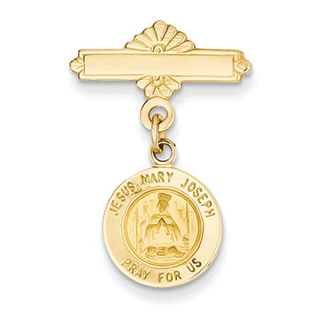 14K Gold Holy Family Medal Pin